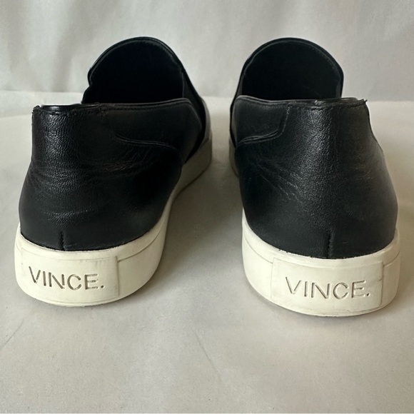Vince Paeyre Black Leather Cap Toe Slip On Pointed Toe Sneakers - Picture 7 of 10